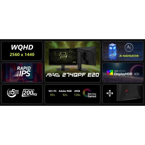 Монітор MSI 27" MAG 274QPF E20 Black купити в Україні: Київ, Львів, Хмельницький, Тернопіль | Низька ціна, відгуки, характеристики від TELEMART фото