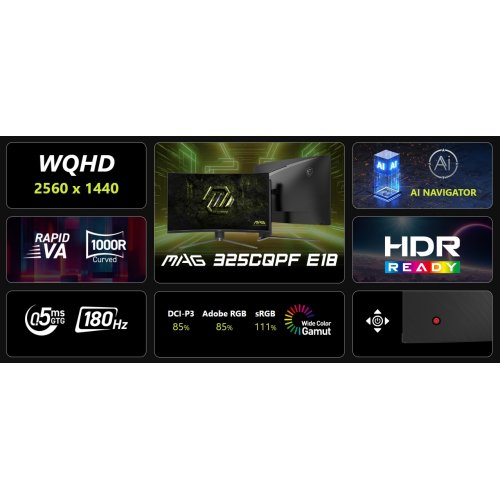 Монитор MSI 31.5" MAG 325CQPF E18 Black купить в Украине: Киев, Днепр, Харьков, Одесса  | Низкая цена, отзывы, характеристики от TELEMART фото