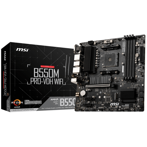 Уценка материнская плата MSI B550M PRO-VDH WIFI (sAM4, AMD B550) (Вскрытая упаковка, 816129) купить в Украине: Киев, Днепр, Харьков, Одесса  | Проверка совместимости, низкая цена, отзывы, характеристики от TELEMART фото