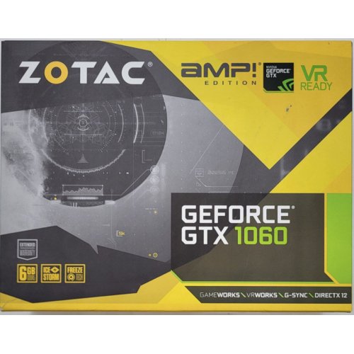 Видеокарта Zotac GeForce GTX 1060 AMP! Edition 6144MB (ZT-P10600B-10M) (Восстановлено продавцом, 816167) купить в Украине: Киев, Днепр, Харьков, Одесса  | Проверка совместимости, низкая цена, отзывы, характеристики от TELEMART фото
