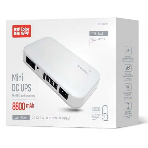 ИБП для роутеров ColorWay 8800mAh 21W V2 (CW-PB088LI3WT) White купить в Украине: Киев, Днепр, Харьков, Одесса  | Низкая цена, отзывы, характеристики от TELEMART фото