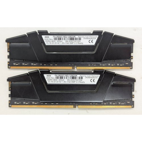 Озп G.Skill DDR4 64GB (2x32GB) 3600Mhz Ripjaws V Black (F4-3600C18D-64GVK) (Відновлено продавцем, 816688) купити в Україні: Київ, Львів, Хмельницький, Тернопіль | Перевірка сумісності, низька ціна, відгуки, характеристики від TELEMART фото