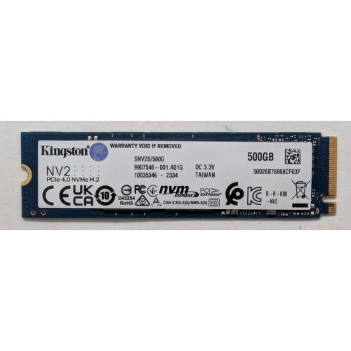 Ssd-диск Kingston NV2 3D NAND 500GB M.2 (2280 PCI-E) NVMe x4 (SNV2S/500G) (Восстановлено продавцом, 816829) купить в Украине: Киев, Днепр, Харьков, Одесса  | Проверка совместимости, низкая цена, отзывы, характеристики от TELEMART фото