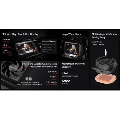 Готова СВО PCCooler GT360 Display Black купити в Україні: Київ, Львів, Хмельницький, Тернопіль | Перевірка сумісності, низька ціна, відгуки, характеристики від TELEMART фото