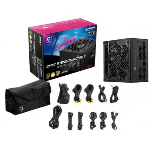 Блок живлення MSI MPG 1000W PCIE5 (A1000GS II) купити в Україні: Київ, Львів, Хмельницький, Тернопіль | Перевірка сумісності, низька ціна, відгуки, характеристики від TELEMART фото