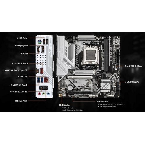 Материнская плата Gigabyte B850M FORCE WIFI6E V2 (sAM5, AMD B850) купить в Украине: Киев, Днепр, Харьков, Одесса  | Проверка совместимости, низкая цена, отзывы, характеристики от TELEMART фото