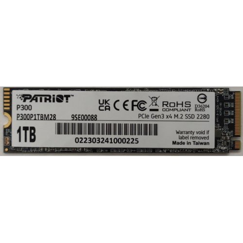 Ssd-диск Patriot P300 1TB M.2 (2280 PCI-E) NVMe x4 (P300P1TBM28) (Восстановлено продавцом, 816922) купить в Украине: Киев, Днепр, Харьков, Одесса  | Проверка совместимости, низкая цена, отзывы, характеристики от TELEMART фото