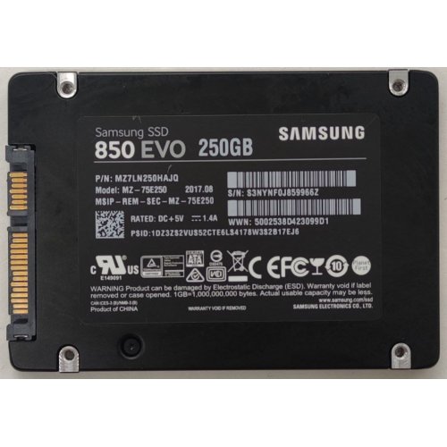 Ssd-диск Samsung 850 EVO 250GB 2.5" (MZ-75E250B) (Відновлено продавцем, 816923) купити в Україні: Київ, Львів, Хмельницький, Тернопіль | Перевірка сумісності, низька ціна, відгуки, характеристики від TELEMART фото
