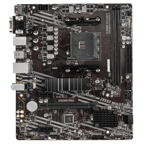 Уценка материнская плата MSI A520M PRO (sAM4, AMD A520) (Следы использования, 816933) купить в Украине: Киев, Днепр, Харьков, Одесса  | Проверка совместимости, низкая цена, отзывы, характеристики от TELEMART фото