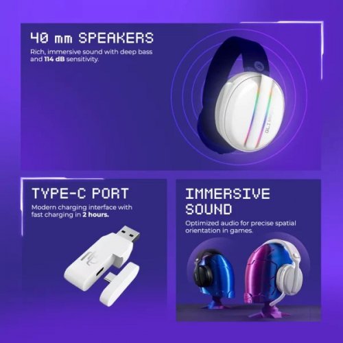 Наушники Proove Gaming Glimmer (WHGL00022017) White/Purple купить в Украине: Киев, Днепр, Харьков, Одесса  | Низкая цена, отзывы, характеристики от TELEMART фото