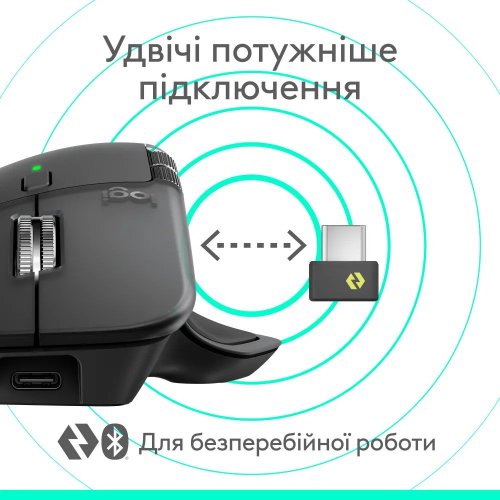 Миша Logitech MX Master 4 Performance Wireless (910-007562) Graphite купити в Україні: Київ, Львів, Хмельницький, Тернопіль | Низька ціна, відгуки, характеристики від TELEMART фото