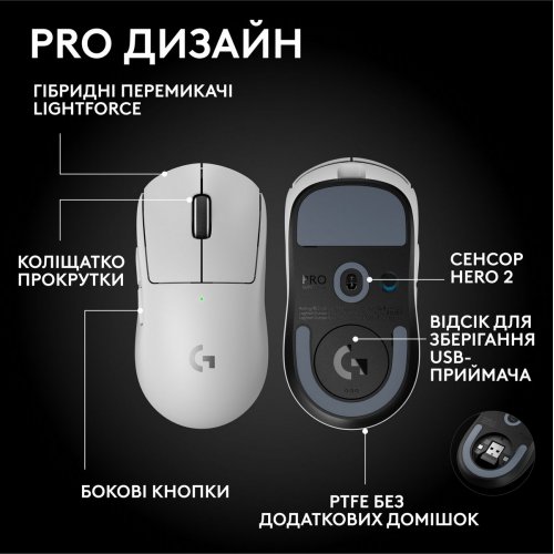 Миша Logitech G Pro X Superlight 2 SE Lightspeed Wireless (910-007556) White купити в Україні: Київ, Львів, Хмельницький, Тернопіль | Низька ціна, відгуки, характеристики від TELEMART фото