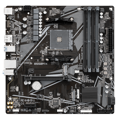 Уцінка материнська плата Gigabyte B550M K (sAM4, AMD B550) (Розкрита упаковка, 817297) купити в Україні: Київ, Львів, Хмельницький, Тернопіль | Перевірка сумісності, низька ціна, відгуки, характеристики від TELEMART фото
