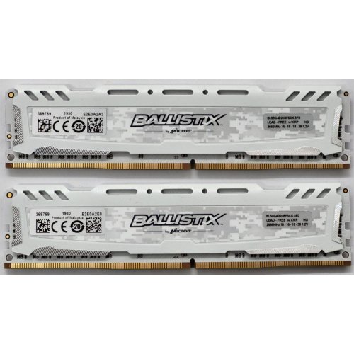 Озу Crucial DDR4 16GB (2x8GB) 2666Mhz Ballistix Sport LT White (BLS2C8G4D26BFSC) (Восстановлено продавцом, 817423) купить в Украине: Киев, Днепр, Харьков, Одесса  | Проверка совместимости, низкая цена, отзывы, характеристики от TELEMART фото