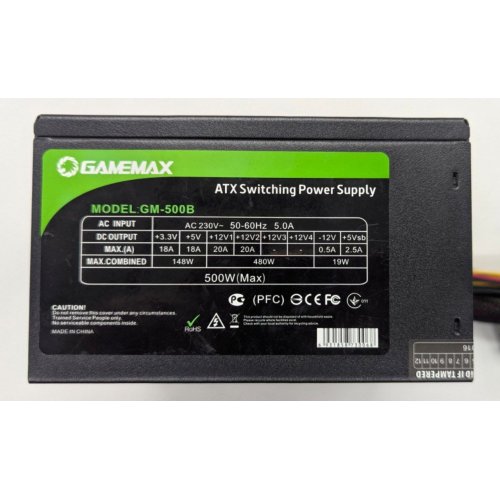 Блок живлення GAMEMAX 500W (GM-500B) (Відновлено продавцем, 817639) купити в Україні: Київ, Львів, Хмельницький, Тернопіль | Перевірка сумісності, низька ціна, відгуки, характеристики від TELEMART фото