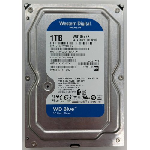 Жесткий диск Western Digital Blue 1TB 64MB 3.5" (WD10EZEX) (Восстановлено продавцом, 817796) купить в Украине: Киев, Днепр, Харьков, Одесса  | Проверка совместимости, низкая цена, отзывы, характеристики от TELEMART фото
