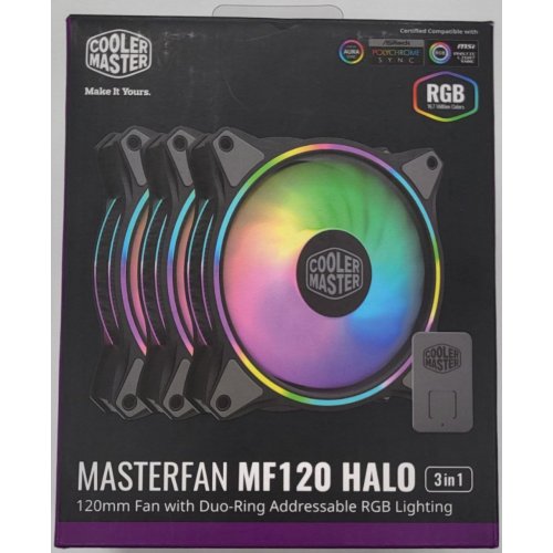 Кулер для корпуса Cooler Master MasterFan MF120 Halo ARGB 3 in 1 (MFL-B2DN-183PA-R1) (Восстановлено продавцом, 817809) купить в Украине: Киев, Днепр, Харьков, Одесса  | Проверка совместимости, низкая цена, отзывы, характеристики от TELEMART фото