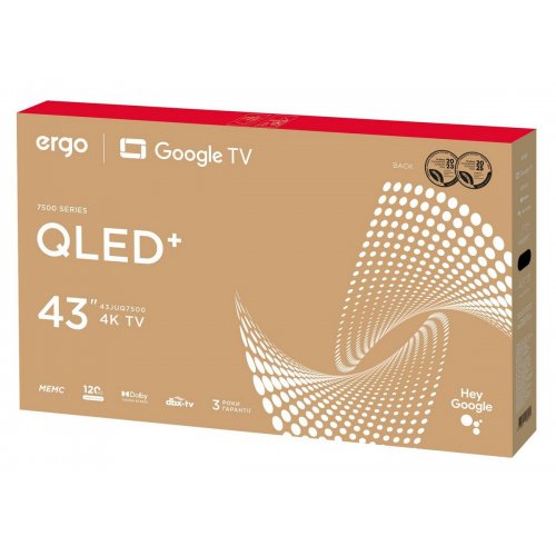 Телевизор ERGO 43" 43JUQ7500 Black купить в Украине: Киев, Днепр, Харьков, Одесса  | Низкая цена, отзывы, характеристики от TELEMART фото