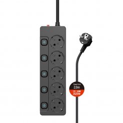 Сетевой фильтр СolorWay 2 м 5 розеток (CW-PSEA52SBK) Black