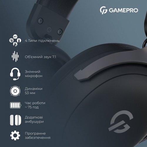 Наушники GamePro Asgard Freya Pro Wireless (HSW201B) Black купить в Украине: Киев, Днепр, Харьков, Одесса  | Низкая цена, отзывы, характеристики от TELEMART фото