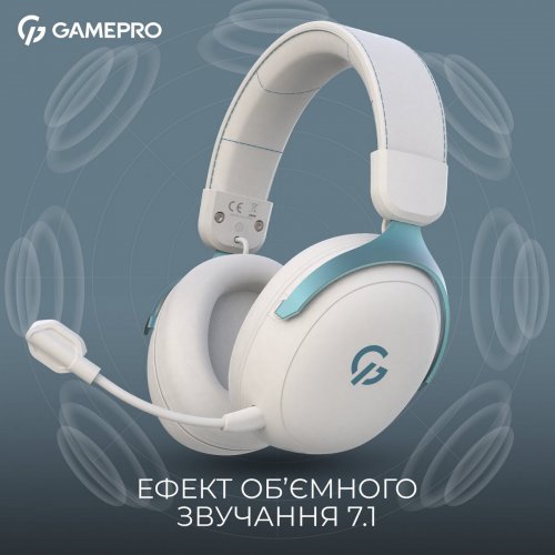 Наушники GamePro Asgard Freya Pro Wireless (HSW201WB) White/Blue купить в Украине: Киев, Днепр, Харьков, Одесса  | Низкая цена, отзывы, характеристики от TELEMART фото