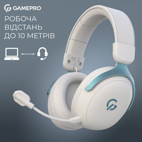 Наушники GamePro Asgard Freya Pro Wireless (HSW201WB) White/Blue купить в Украине: Киев, Днепр, Харьков, Одесса  | Низкая цена, отзывы, характеристики от TELEMART фото
