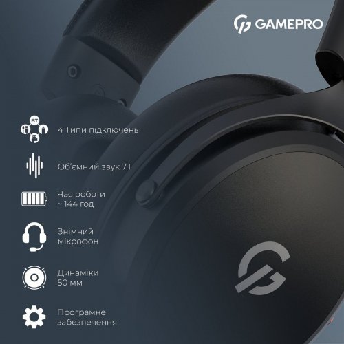 Навушники GamePro Asgard Skadi Wireless (HSW191B) Black купити в Україні: Київ, Львів, Хмельницький, Тернопіль, Івано-Франківськ | Низька ціна, відгуки, характеристики від TELEMART фото