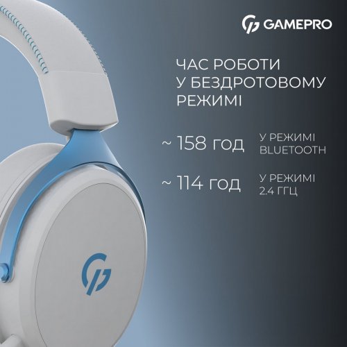 Навушники GamePro Asgard Skadi Wireless (HSW191WB) White/Blue купити в Україні: Київ, Львів, Хмельницький, Тернопіль, Івано-Франківськ | Низька ціна, відгуки, характеристики від TELEMART фото
