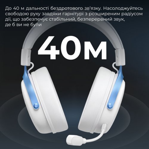 Навушники GamePro Asgard Skadi Wireless (HSW191WB) White/Blue купити в Україні: Київ, Львів, Хмельницький, Тернопіль, Івано-Франківськ | Низька ціна, відгуки, характеристики від TELEMART фото