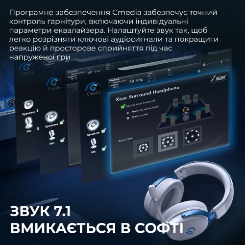 Навушники GamePro Asgard Skadi Wireless (HSW191WB) White/Blue купити в Україні: Київ, Львів, Хмельницький, Тернопіль, Івано-Франківськ | Низька ціна, відгуки, характеристики від TELEMART фото