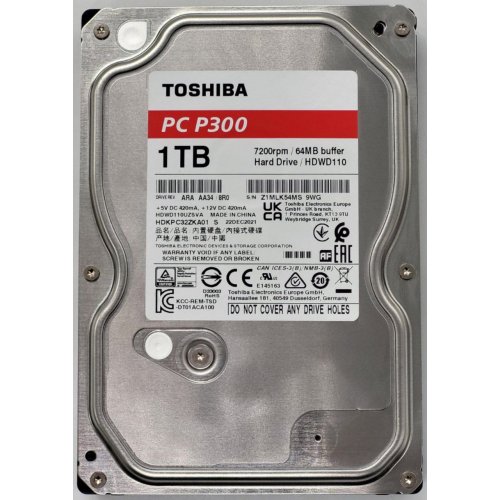 Жесткий диск Toshiba P300 1TB 64MB 7200RPM 3.5" (HDWD110UZSVA) (Восстановлено продавцом, 818674) купить в Украине: Киев, Днепр, Харьков, Одесса  | Проверка совместимости, низкая цена, отзывы, характеристики от TELEMART фото