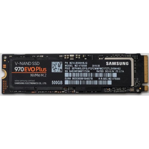 Ssd-диск Samsung 970 EVO Plus V-NAND MLC 500GB M.2 (2280 PCI-E) (MZ-V7S500BW) (Восстановлено продавцом, 818675) купить в Украине: Киев, Днепр, Харьков, Одесса  | Проверка совместимости, низкая цена, отзывы, характеристики от TELEMART фото