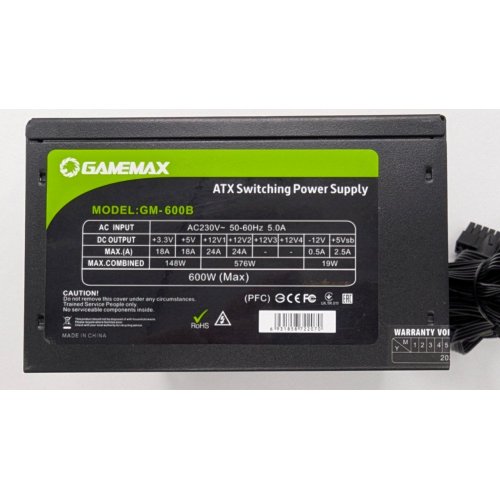 Блок живлення GAMEMAX GM-600B 600W (GM-600B) (Відновлено продавцем, 818896) купити в Україні: Київ, Львів, Хмельницький, Тернопіль | Перевірка сумісності, низька ціна, відгуки, характеристики від TELEMART фото