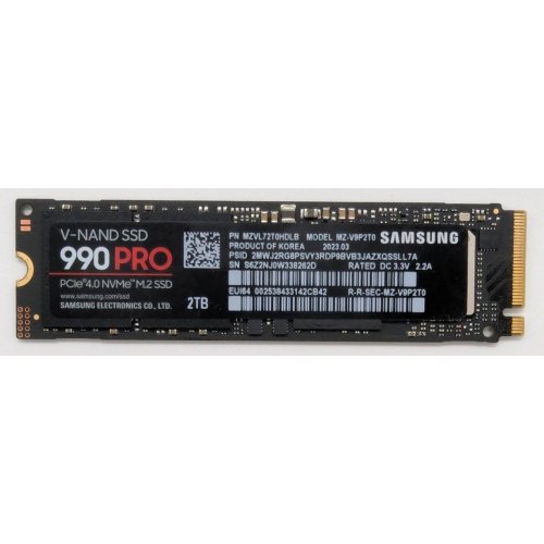 Ssd-диск Samsung 990 PRO V-NAND 3-bit MLC 2TB M.2 (2280 PCI-E) NVMe 2.0 (MZ-V9P2T0BW) (Восстановлено продавцом, 818909) купить в Украине: Киев, Днепр, Харьков, Одесса  | Проверка совместимости, низкая цена, отзывы, характеристики от TELEMART фото