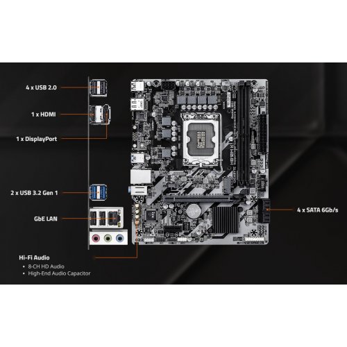 Материнская плата Gigabyte H810M K (s1851, Intel H810) купить в Украине: Киев, Днепр, Харьков, Одесса  | Проверка совместимости, низкая цена, отзывы, характеристики от TELEMART фото