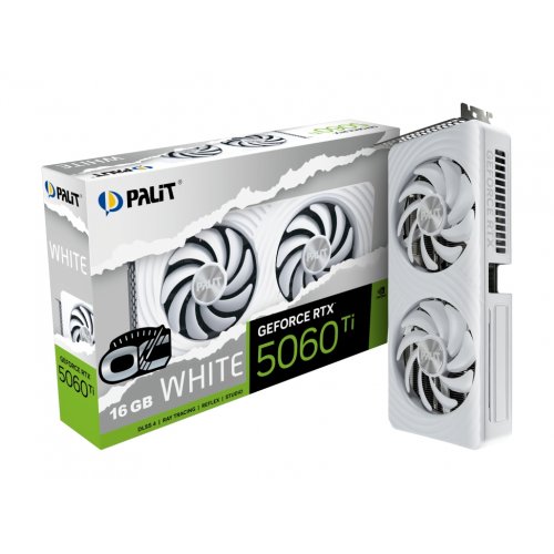 Відеокарта Palit GeForce RTX 5060 Ti White OC 16384MB (NE7506TU19T1-GB2061M) купити в Україні: Київ, Львів, Хмельницький, Тернопіль | Перевірка сумісності, низька ціна, відгуки, характеристики від TELEMART фото