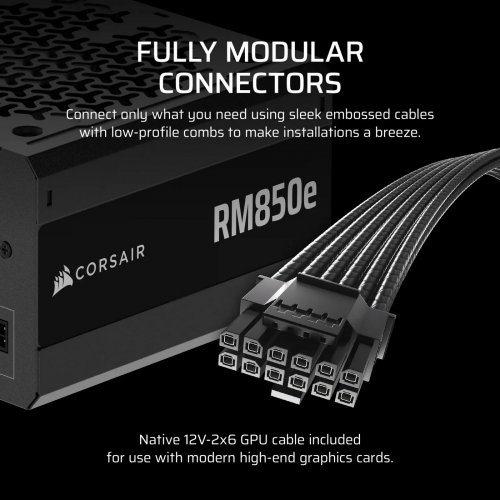 Уценка блок питания Corsair RM850e 850W (CP-9020296-EU) (Вскрытая упаковка, 819240) купить в Украине: Киев, Днепр, Харьков, Одесса  | Проверка совместимости, низкая цена, отзывы, характеристики от TELEMART фото