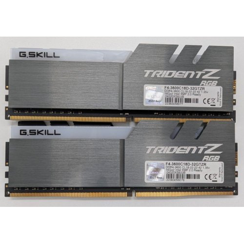 Озу G.Skill DDR4 32GB (2x16GB) 3600Mhz Trident Z RGB (F4-3600C18D-32GTZR) (Восстановлено продавцом, 819296) купить в Украине: Киев, Днепр, Харьков, Одесса  | Проверка совместимости, низкая цена, отзывы, характеристики от TELEMART фото