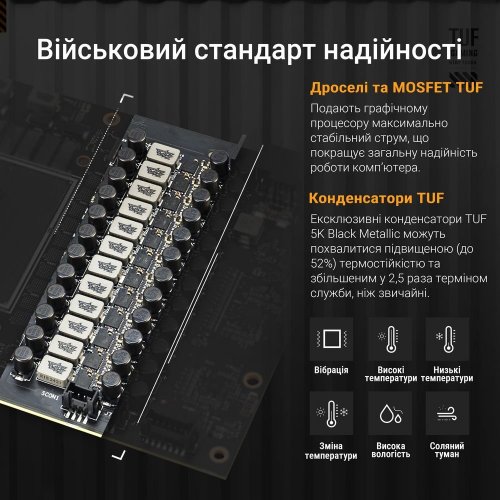 Відеокарта Asus TUF Gaming GeForce RTX 5090 OC 32768MB (TUF-RTX5090-O32G-GAMING FR) Factory Recertified купити в Україні: Київ, Львів, Хмельницький, Тернопіль | Перевірка сумісності, низька ціна, відгуки, характеристики від TELEMART фото