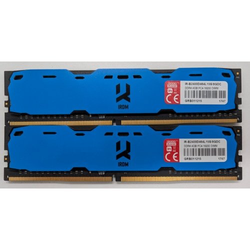 Озу GoodRAM DDR4 8GB (2x4GB) 2400Mhz IRDM Blue (IR-B2400D464L15S/8GDC) (Восстановлено продавцом, 819650) купить в Украине: Киев, Днепр, Харьков, Одесса  | Проверка совместимости, низкая цена, отзывы, характеристики от TELEMART фото