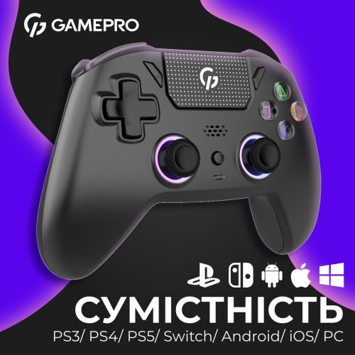 Геймпад GamePro GPS20 RGB Wireless Black купить в Украине: Киев, Днепр, Харьков, Одесса  | Низкая цена, отзывы, характеристики от TELEMART фото