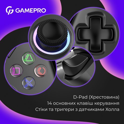 Геймпад GamePro GPS20 RGB Wireless Black купить в Украине: Киев, Днепр, Харьков, Одесса  | Низкая цена, отзывы, характеристики от TELEMART фото