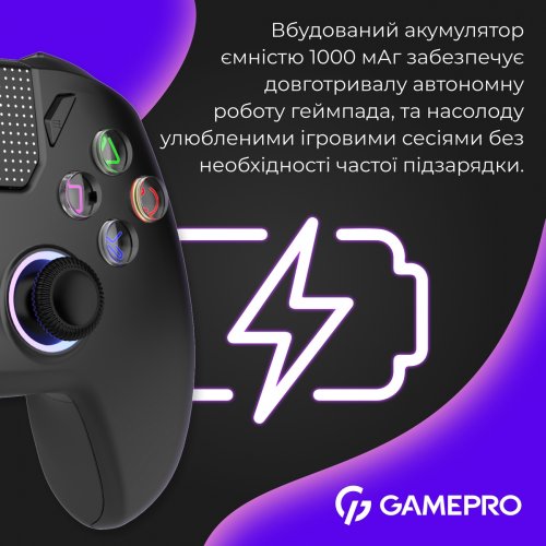 Геймпад GamePro GPS20 RGB Wireless Black купить в Украине: Киев, Днепр, Харьков, Одесса  | Низкая цена, отзывы, характеристики от TELEMART фото