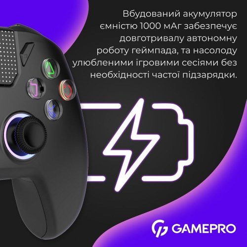 Геймпад GamePro GPS20 RGB Wireless Black купити в Україні: Київ, Львів, Хмельницький, Тернопіль, Івано-Франківськ | Низька ціна, відгуки, характеристики від TELEMART фото