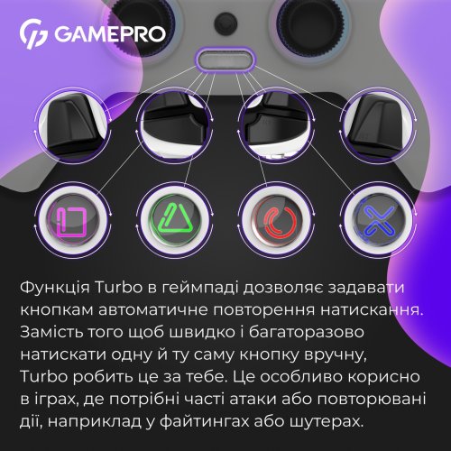 Геймпад GamePro GPS20 RGB Wireless White купить в Украине: Киев, Днепр, Харьков, Одесса  | Низкая цена, отзывы, характеристики от TELEMART фото
