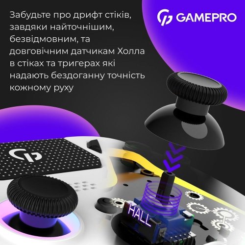 Геймпад GamePro GPS20 RGB Wireless White купити в Україні: Київ, Львів, Хмельницький, Тернопіль, Івано-Франківськ | Низька ціна, відгуки, характеристики від TELEMART фото