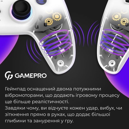 Геймпад GamePro GPS20 RGB Wireless White купити в Україні: Київ, Львів, Хмельницький, Тернопіль, Івано-Франківськ | Низька ціна, відгуки, характеристики від TELEMART фото