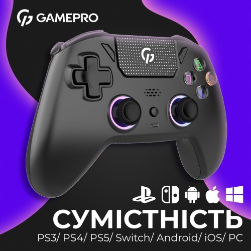 Геймпад с зарядной станцией GamePro GPS20BDOC RGB Wireless Black купить в Украине: Киев, Днепр, Харьков, Одесса  | Низкая цена, отзывы, характеристики от TELEMART фото
