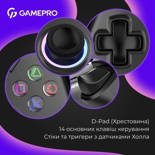 Геймпад с зарядной станцией GamePro GPS20BDOC RGB Wireless Black купить в Украине: Киев, Днепр, Харьков, Одесса  | Низкая цена, отзывы, характеристики от TELEMART фото