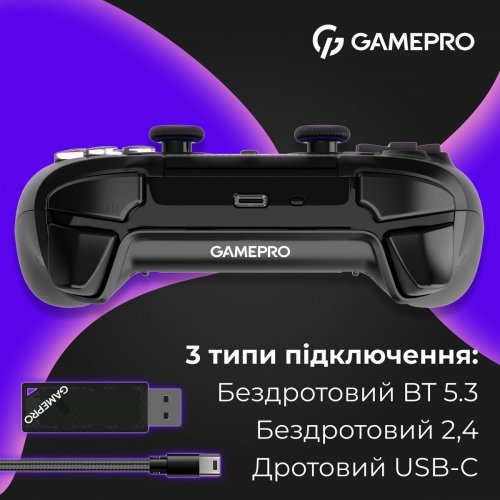 Геймпад із зарядною станцією GamePro GPS20BDOC RGB Wireless Black купити в Україні: Київ, Львів, Хмельницький, Тернопіль, Івано-Франківськ | Низька ціна, відгуки, характеристики від TELEMART фото